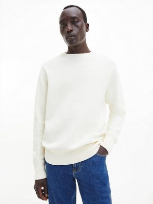 White Calvin Klein Relaxed Milano Stitch Jumper Men Sweater | MHPX-96024
