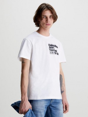 White Calvin Klein Relaxed Organic Cotton Men T-Shirt | DZEV-62870