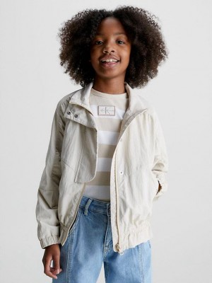 White Calvin Klein Relaxed Recycled Nylon Girls's Jacket | WFVJ-16504