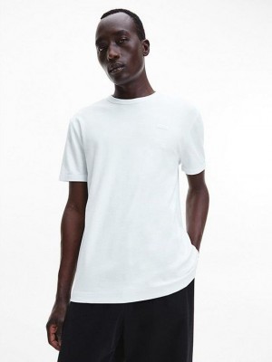 White Calvin Klein Relaxed Satin Touch Men T-Shirt | VCUS-51079