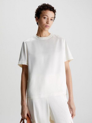 White Calvin Klein Satin Women Top | DFIG-98136