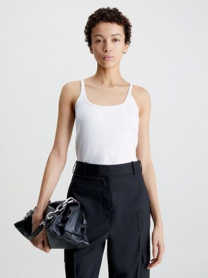 White Calvin Klein Slim Jersey Cami Women Top | YZQD-32015
