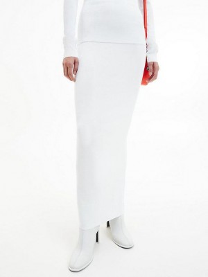 White Calvin Klein Slim Maxi Bodycon Women Skirt | ZFJT-62853