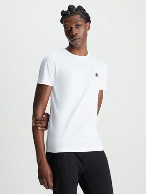 White Calvin Klein Slim Organic Cotton Men T-Shirt | NWJT-24108