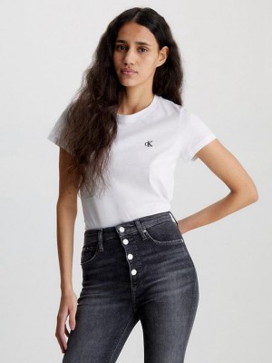 White Calvin Klein Slim Organic Cotton Women T-Shirt | LZCO-50189