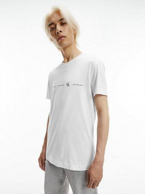 White Calvin Klein Slim Repeat Logo Men T-Shirt | ZWTS-43216