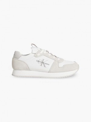White Calvin Klein Suede Men Sneakers | PVQK-57208