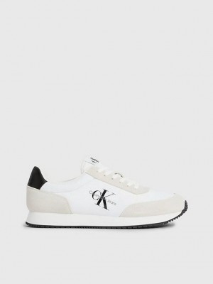 White Calvin Klein Suede Men Sneakers | ZIUB-53681