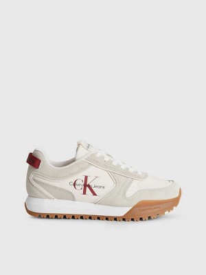 White Calvin Klein Suede Women Sneakers | WRZF-34025