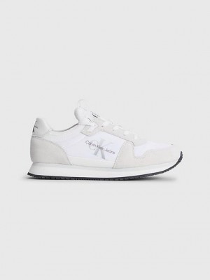 White Calvin Klein Suede Women Sneakers | NTUZ-72043