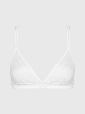 White Calvin Klein Triangle - Sheer Marquisette Women Bra | QEFH-32716