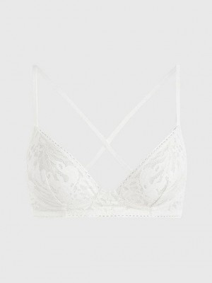 White Calvin Klein Ultra Soft Lace Women Bra | PAZN-08342