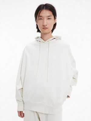 White Calvin Klein Unisex Relaxed - CK Standards Men Hoodie | KOZG-03187