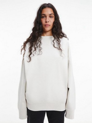 White Calvin Klein Unisex Relaxed - CK Standards Men Sweatshirt | SYOM-76253