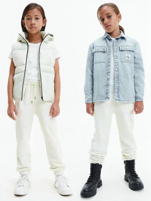 White Calvin Klein Unisex Tie Dye Boys's Joggers | YERF-83476