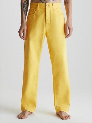Yellow Calvin Klein 90's Straight Men Jeans | BLOE-17295