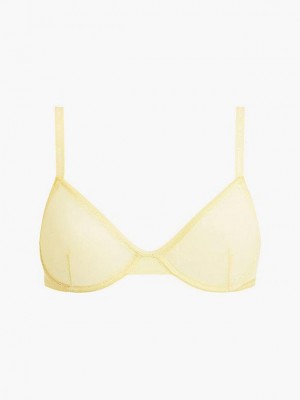 Yellow Calvin Klein Demi Plunge - CK One Women Bra | KTEW-74965