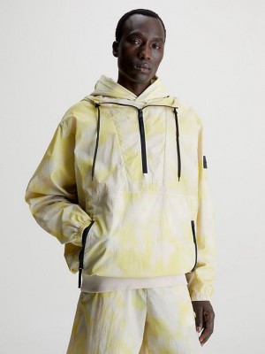 Yellow Calvin Klein Relaxed Camo Print Windbreaker Men Jacket | IETX-40952