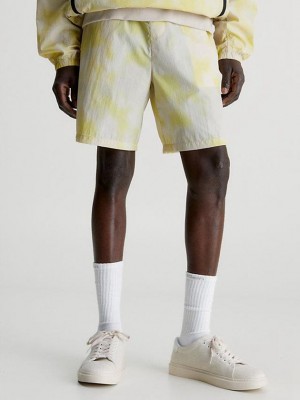 Yellow Calvin Klein Relaxed Tie Dye Men Shorts | BUSI-86935