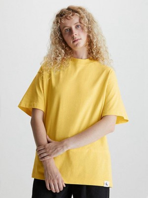 Yellow Calvin Klein Unisex Oversized Women T-Shirt | XNLB-64859