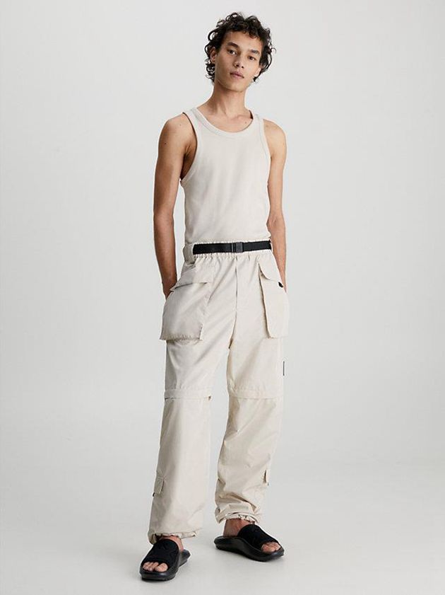 Beige Calvin Klein 2-In-1 Wide Leg Cargo Men Pants | EQYM-81072
