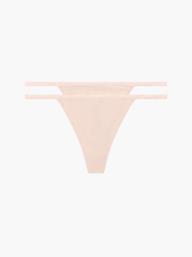 Beige Calvin Klein 2 Pack - CK One Women Thong | KDQH-03819