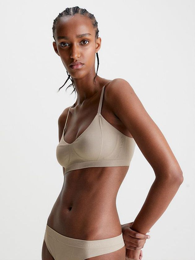 Beige Calvin Klein Bonded Flex Women Bra | FCTI-31642
