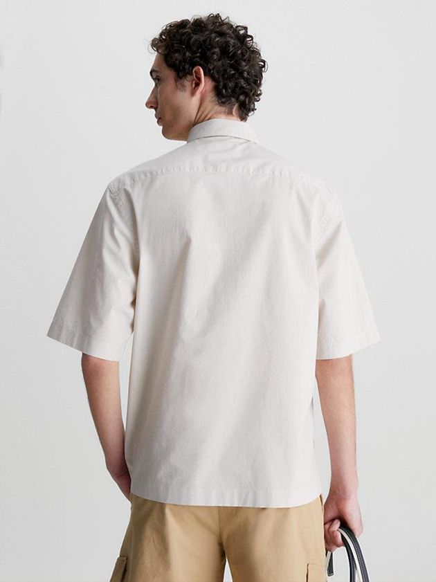 Beige Calvin Klein Boxy Poplin Men Shirts | VHRJ-10728