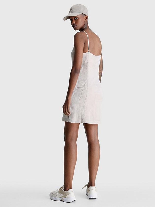 Beige Calvin Klein Button-Through Tank Women Dress | GNTW-24657