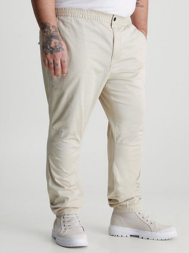 Beige Calvin Klein Cotton Twill Skinny Chinos Men Pants | GDOH-65710