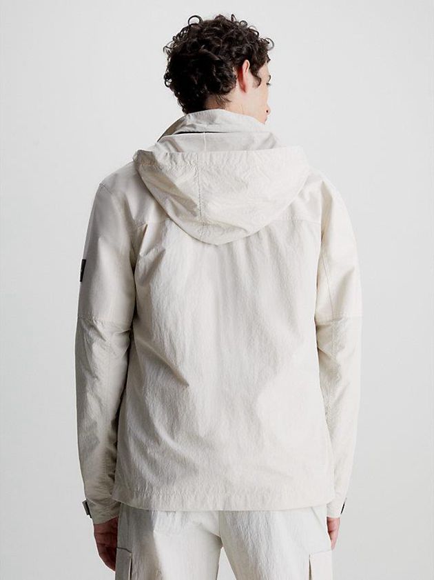Beige Calvin Klein Crinkle Nylon Hooded Men Jacket | TJRQ-40752