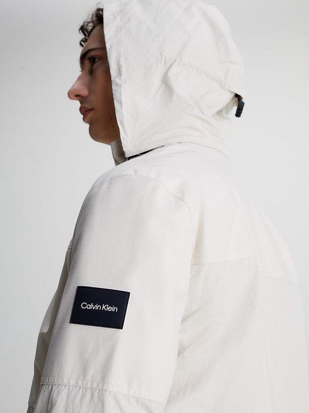 Beige Calvin Klein Crinkle Nylon Hooded Men Jacket | TJRQ-40752