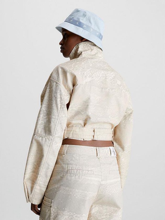 Beige Calvin Klein Cropped Belted Utility Women Jacket | MOLU-31869