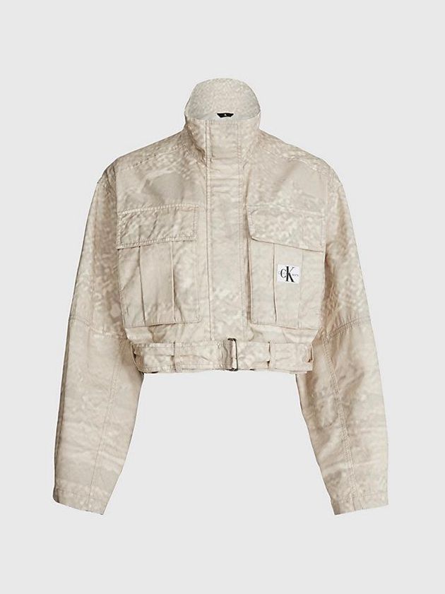 Beige Calvin Klein Cropped Belted Utility Women Jacket | MOLU-31869