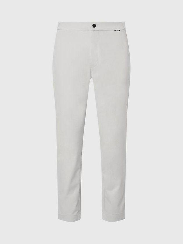 Beige Calvin Klein Cropped Tapered Twill Men Pants | RQGV-96230