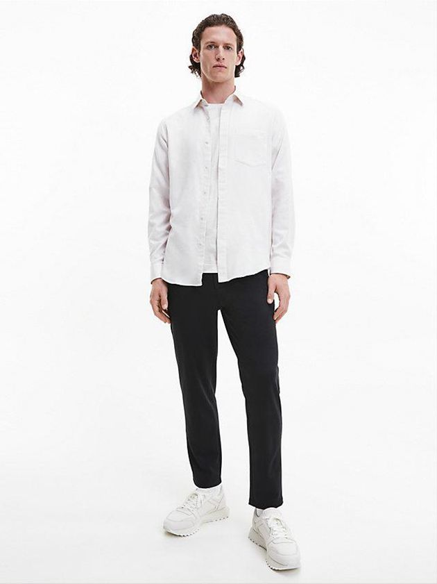 Beige Calvin Klein Flannel Men Shirts | PJOD-36819