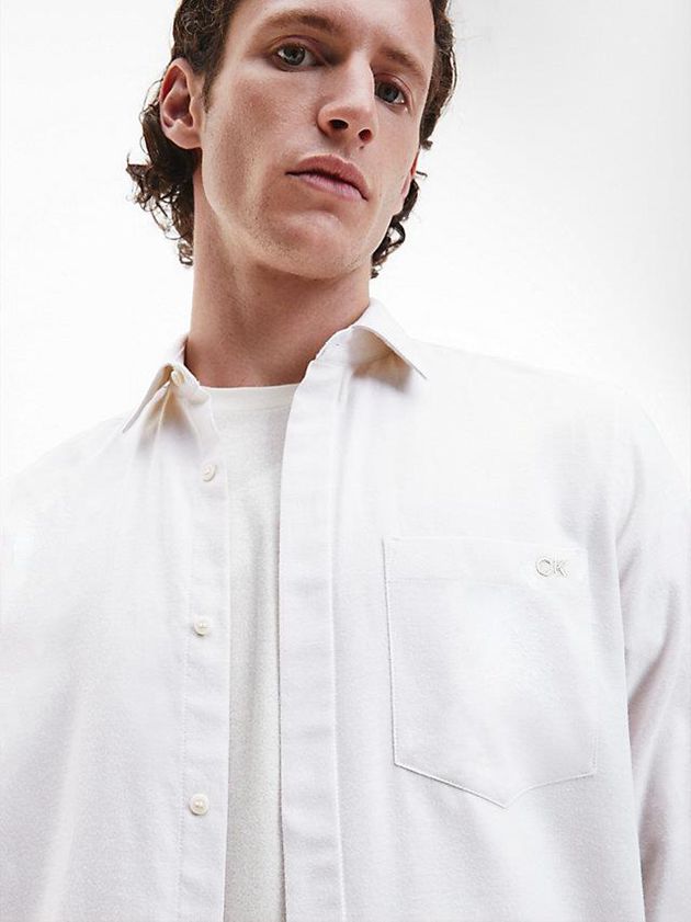 Beige Calvin Klein Flannel Men Shirts | PJOD-36819