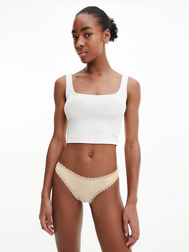 Beige Calvin Klein Flirty Women Thong | INXQ-76029