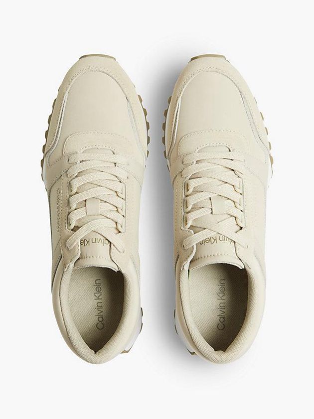 Beige Calvin Klein Leather Men Sneakers | KHLQ-75609