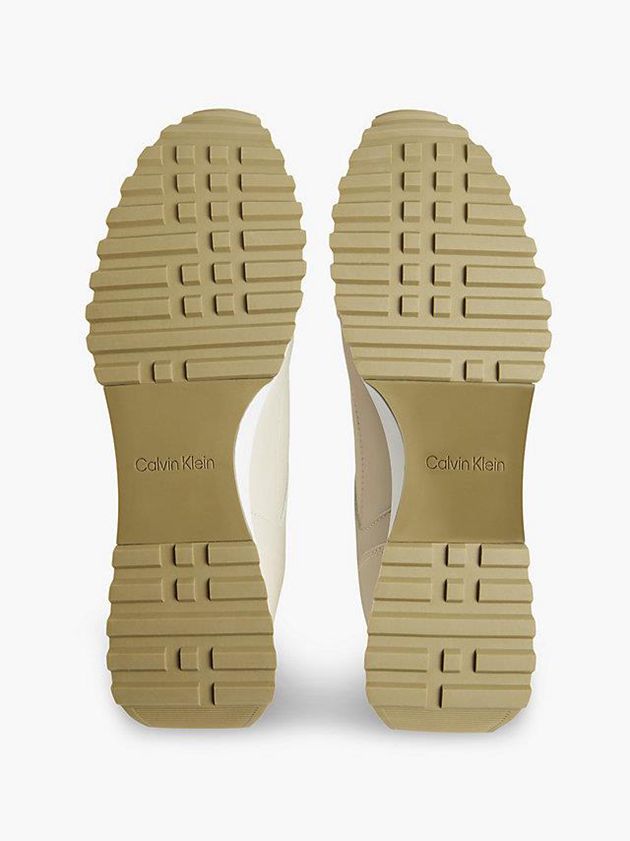 Beige Calvin Klein Leather Men Sneakers | KHLQ-75609