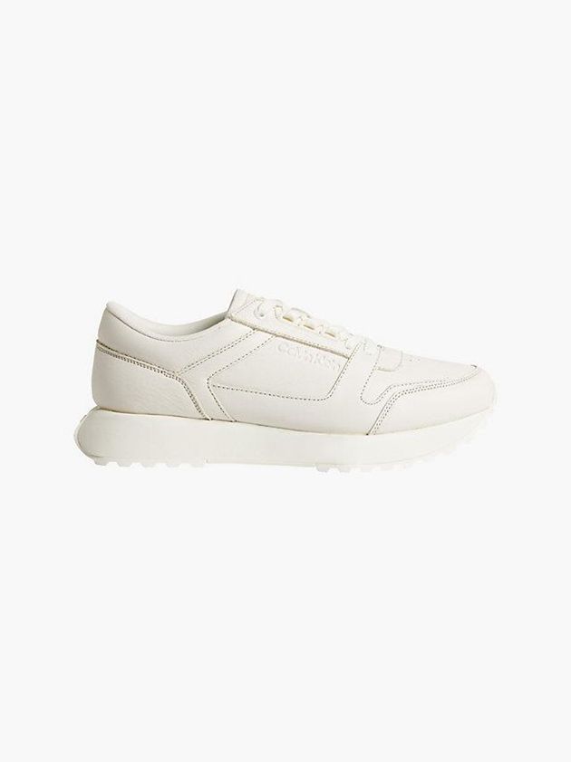 Beige Calvin Klein Leather Men Sneakers | HPLB-87065
