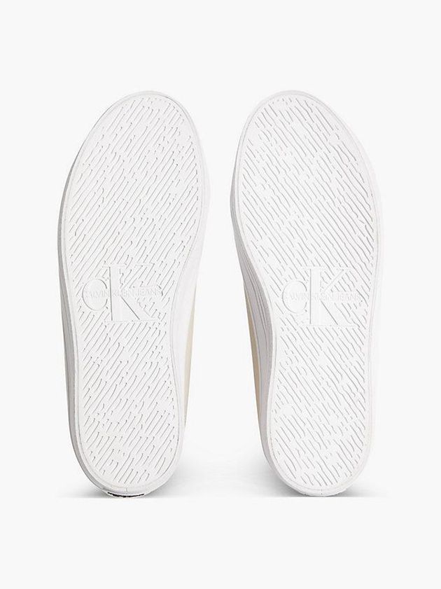Beige Calvin Klein Leather Platform Women Sneakers | PUYK-70425