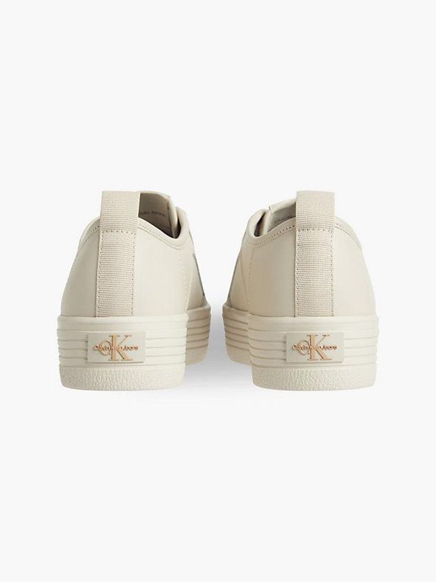 Beige Calvin Klein Leather Platform Women Sneakers | LWHV-69253