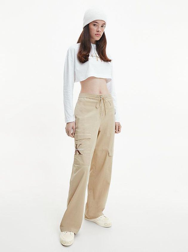 Beige Calvin Klein Leather Platform Women Sneakers | LWHV-69253