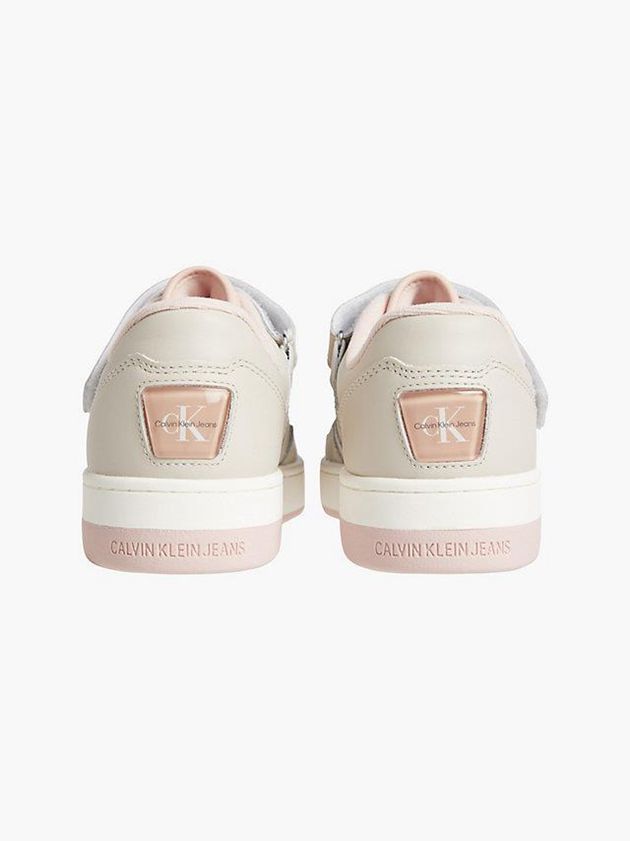 Beige Calvin Klein Leather Women Sneakers | IZTV-76810