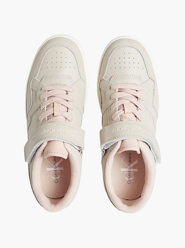 Beige Calvin Klein Leather Women Sneakers | IZTV-76810