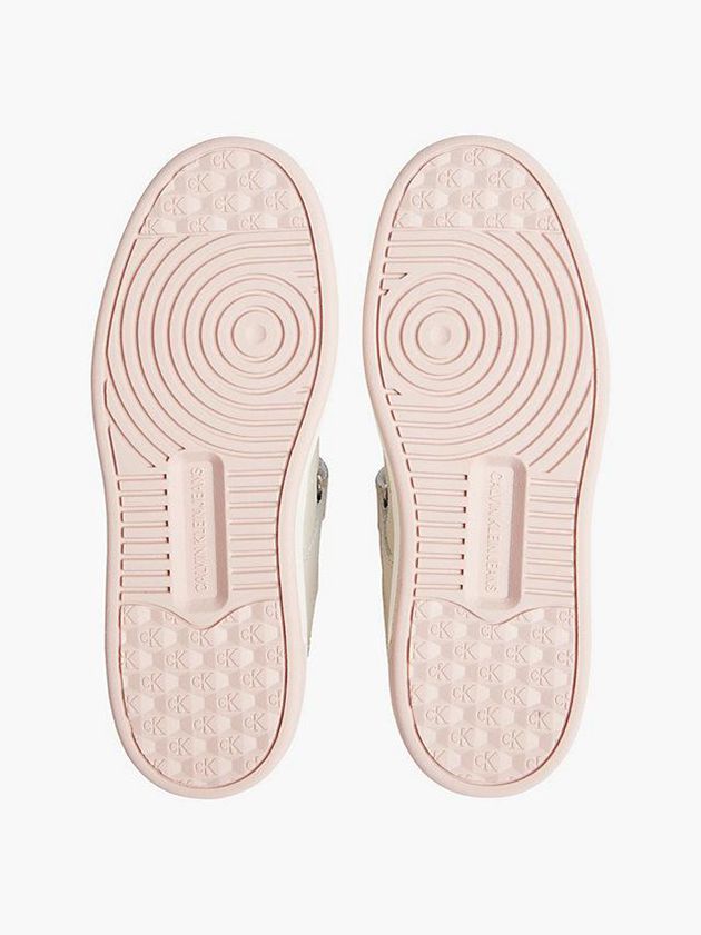 Beige Calvin Klein Leather Women Sneakers | IZTV-76810