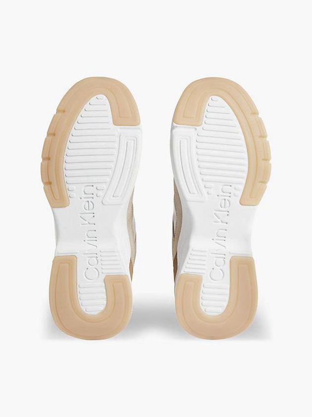 Beige Calvin Klein Leather Women Sneakers | PJGE-09174