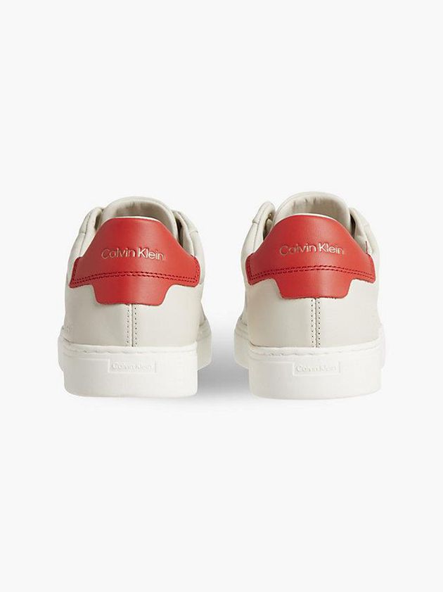 Beige Calvin Klein Leather Women Sneakers | STDM-79683
