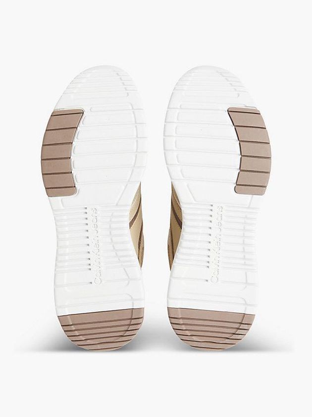 Beige Calvin Klein Leather Women Sneakers | PTZG-71803